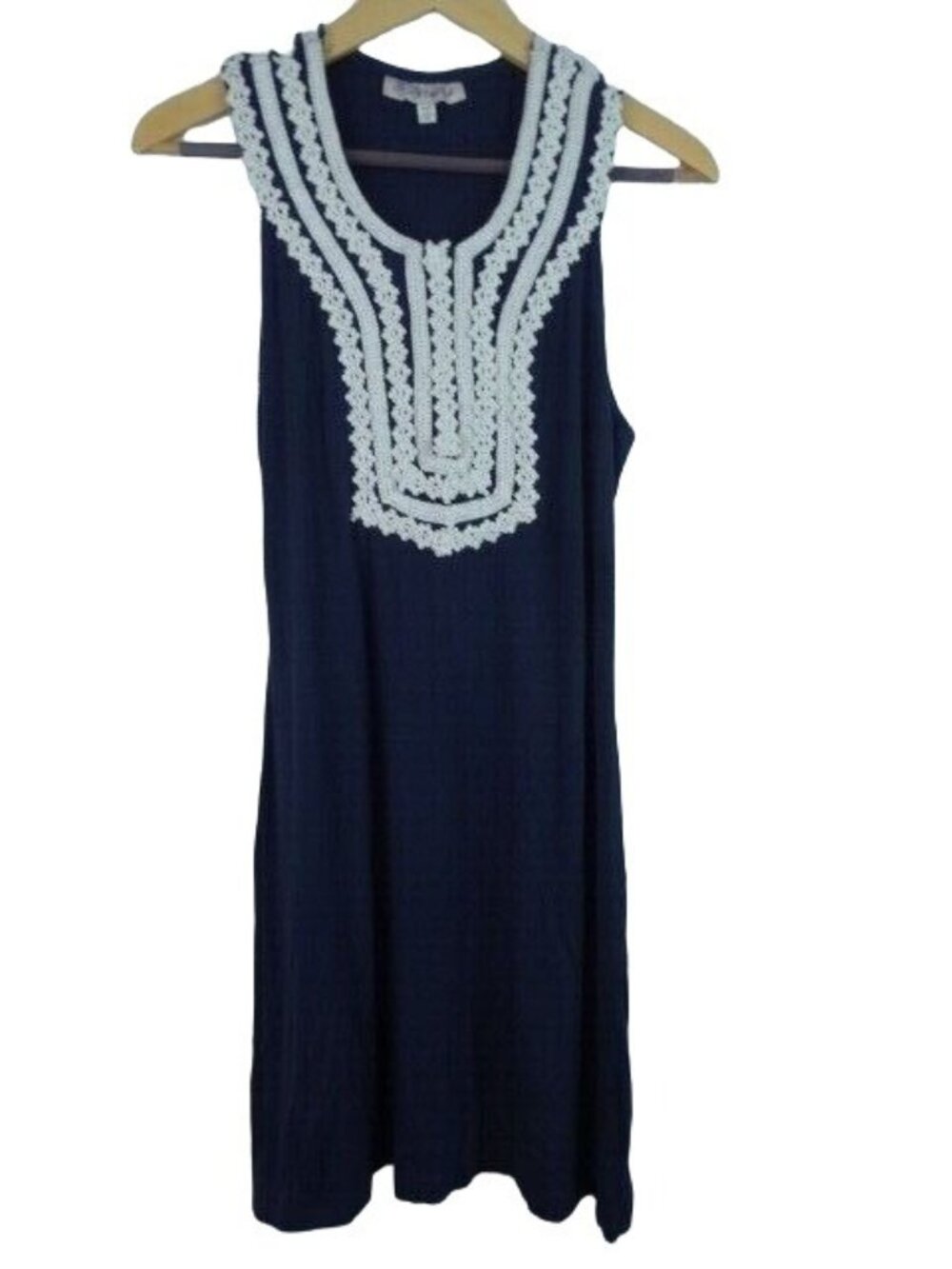 Paraella Women's Tank Top Blue Size Medium Sleeveless Embroidered Tunic Shirt